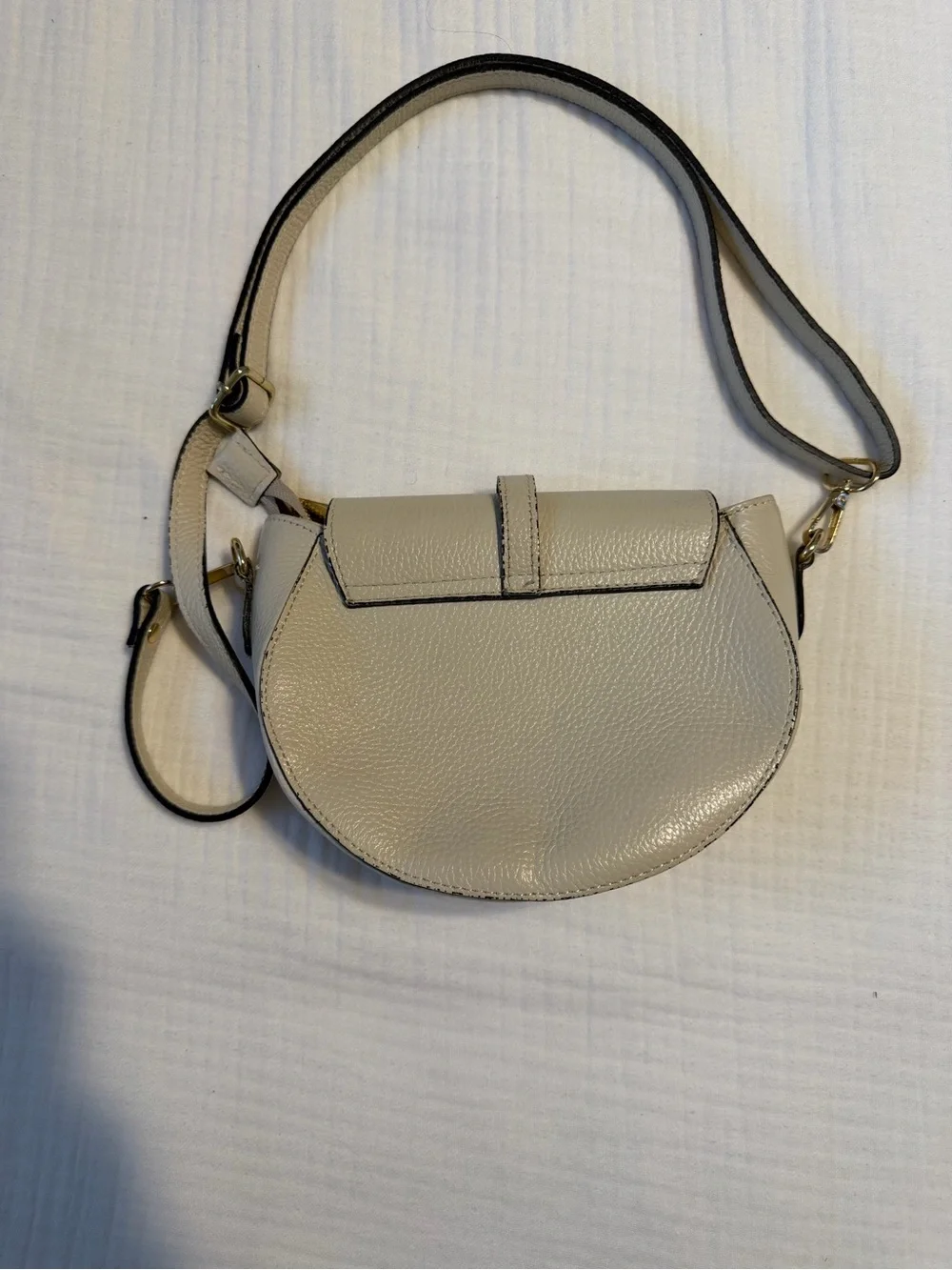 Elegant Cream Saddle Crossbody Bag - Italian Leather